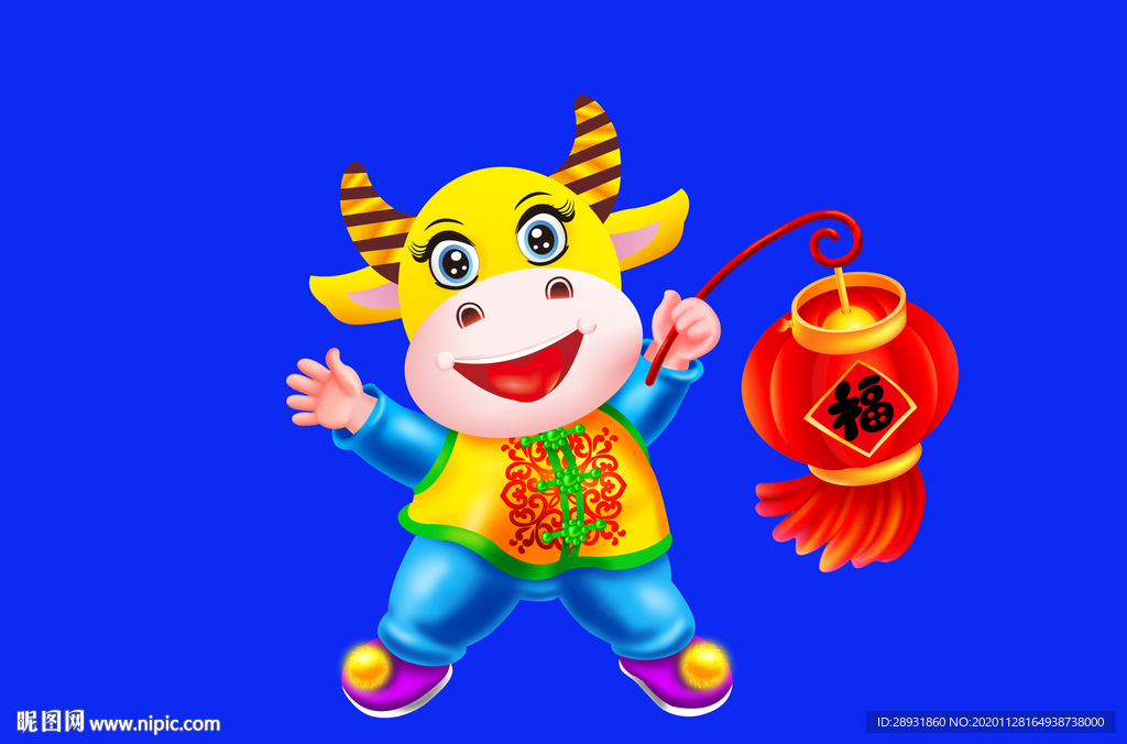 卡通牛牛年牛年门画牛年门贴