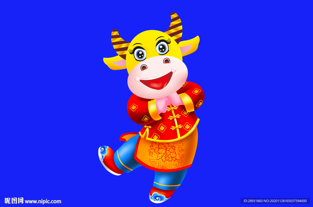 卡通牛牛年门画牛年门贴