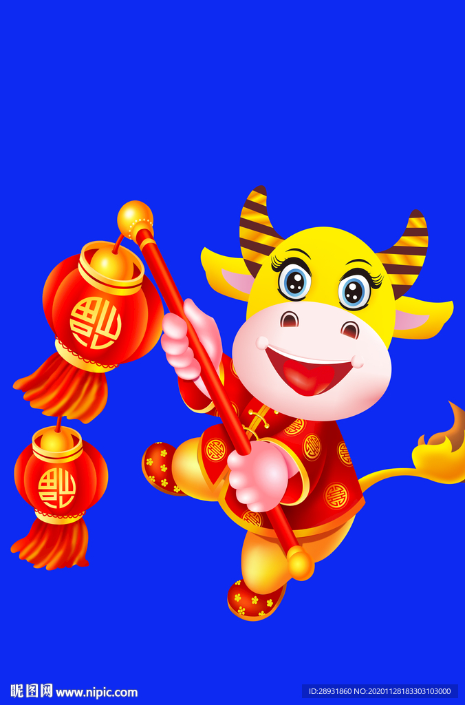 卡通牛牛年门画牛年门贴