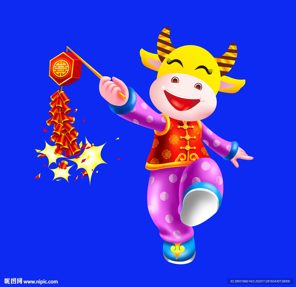 牛年门画牛年门贴卡通牛