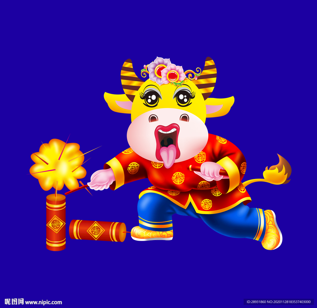 牛年门画卡通牛