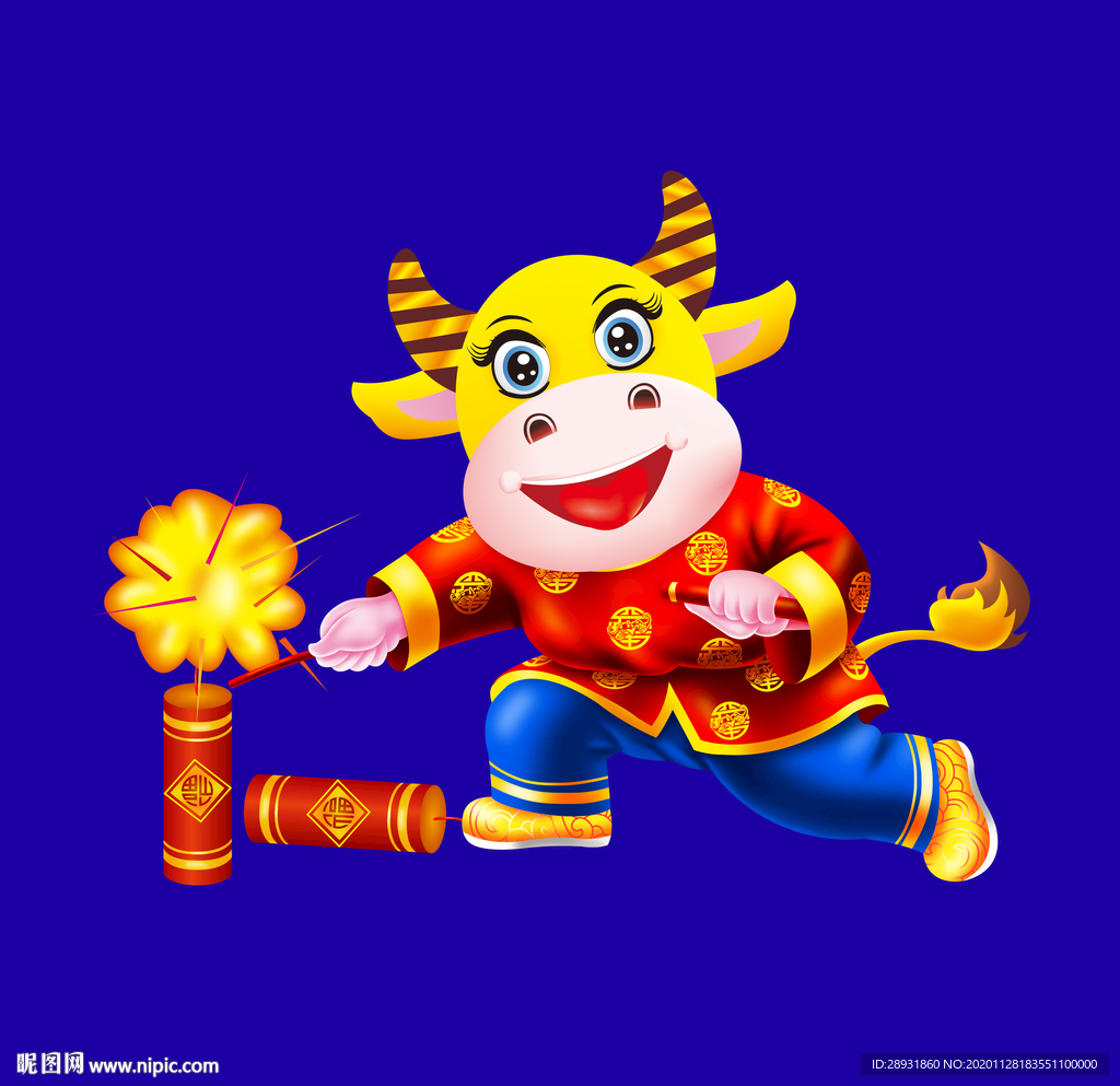 牛年门画牛年门贴卡通牛