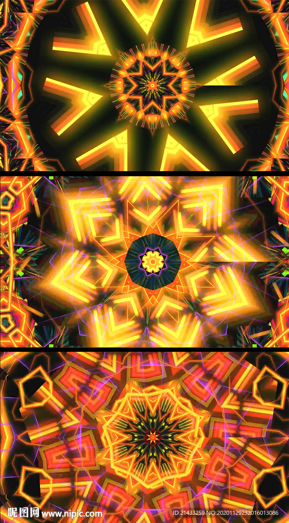 橙色炫丽万花筒动感背景视频