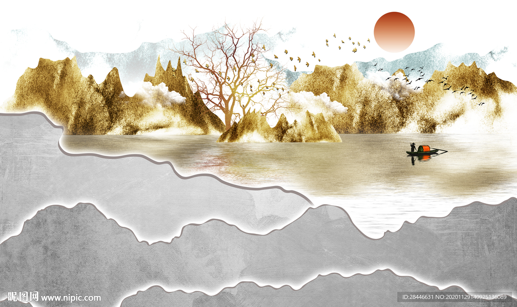 轻奢新中式组合背景墙