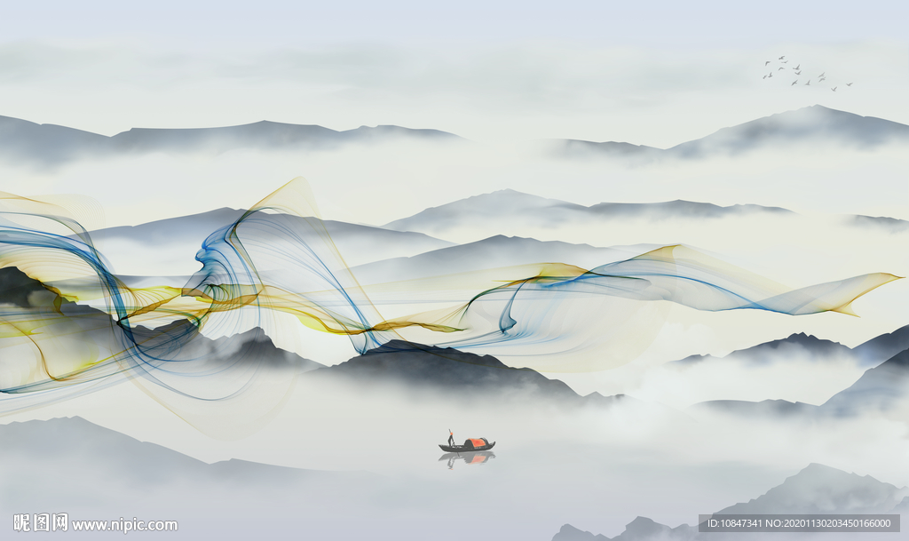 简约现代新山水画 TIF分层