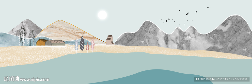 抽象山水装饰画