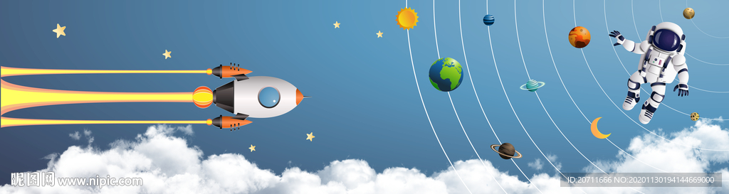 太空漫步儿童房装饰画