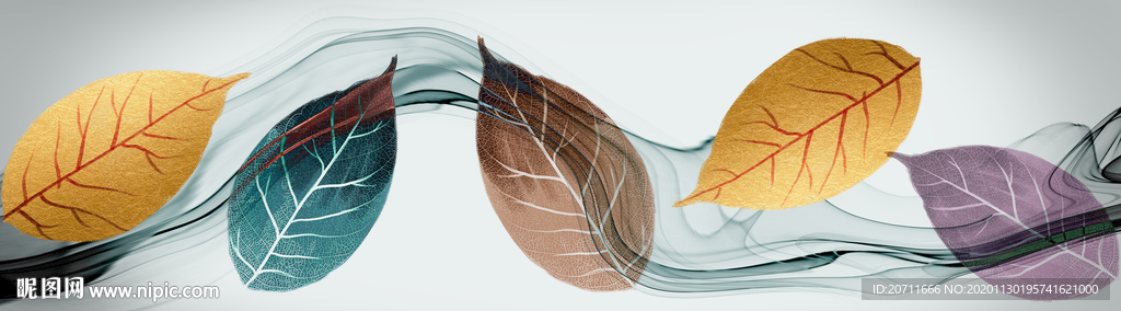 北欧叶子风景画