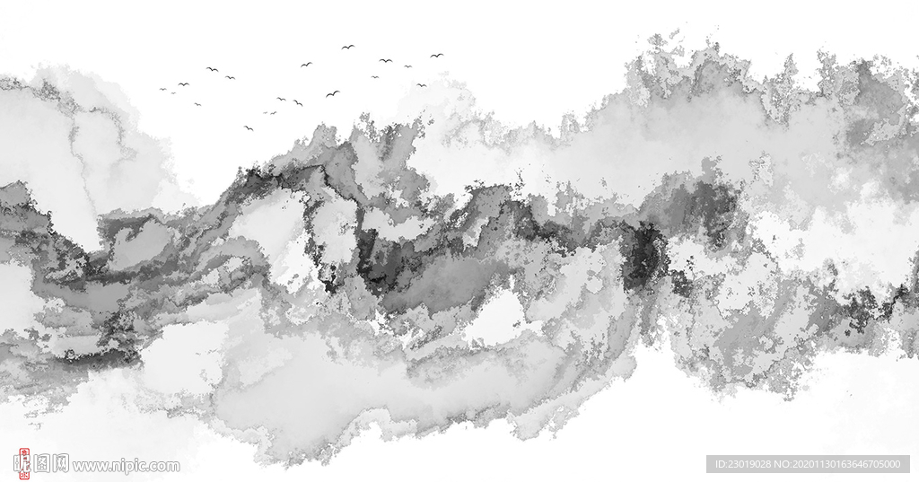 抽象意境水墨群山