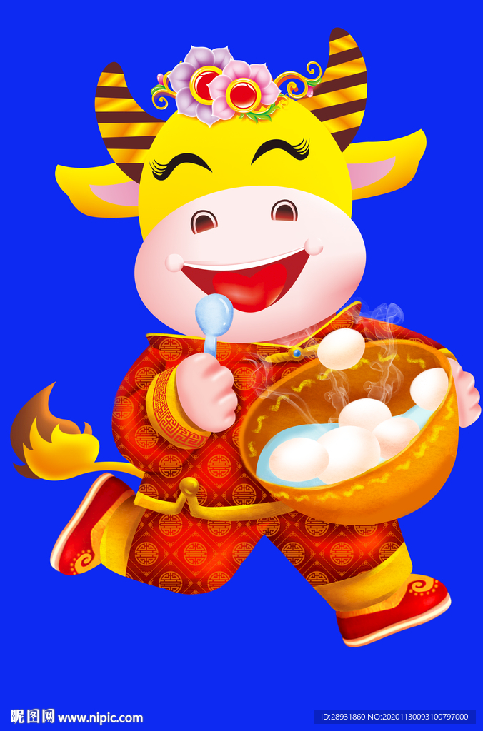 卡通牛牛年牛年门画牛年门贴