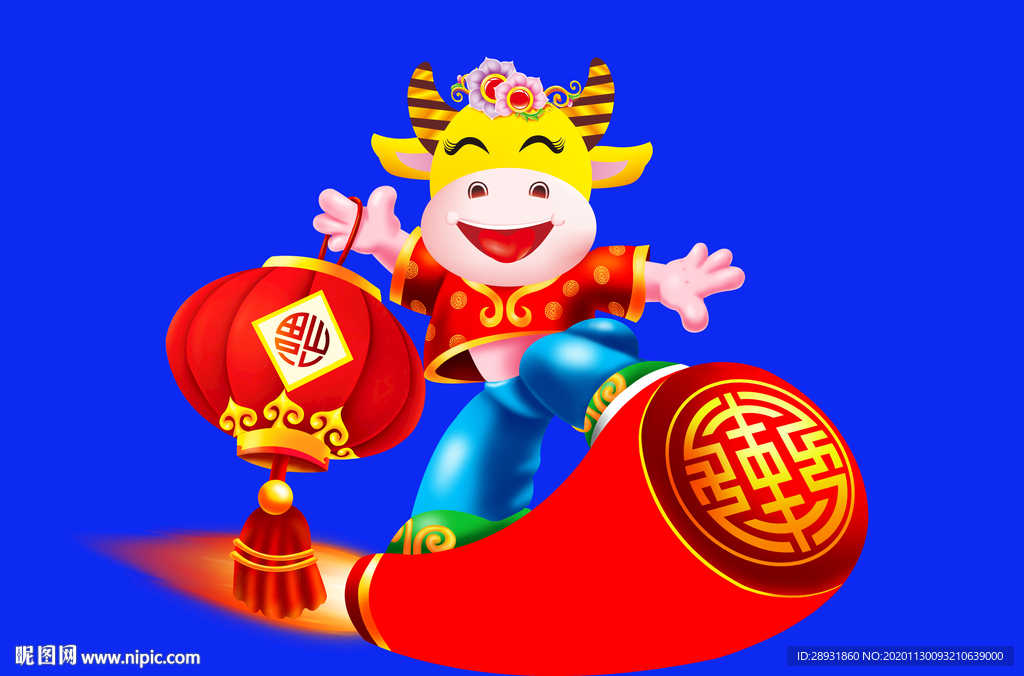 牛年门画牛年门贴卡通牛