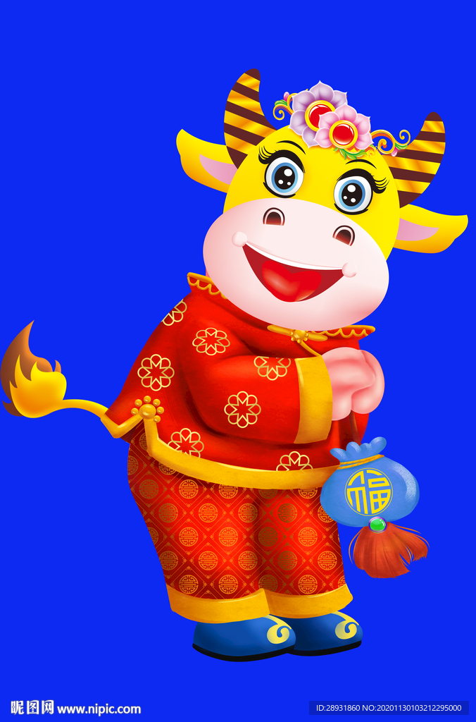 卡通牛牛年牛年门画牛年门贴