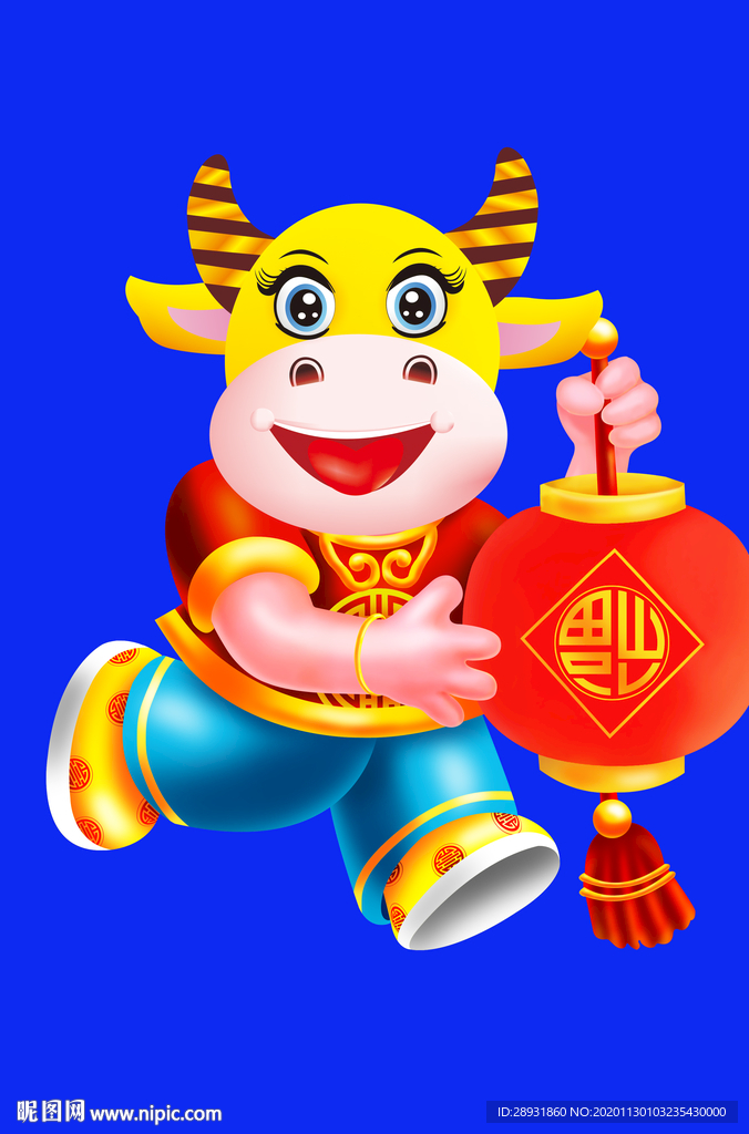 牛年门画牛年门贴卡通牛