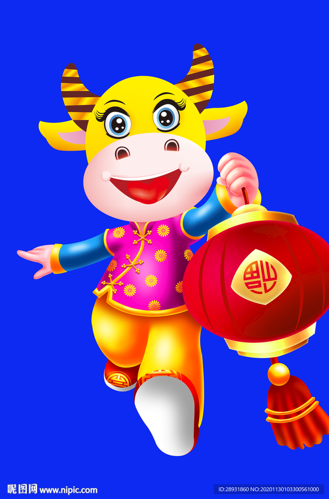卡通牛牛年门画牛年门贴