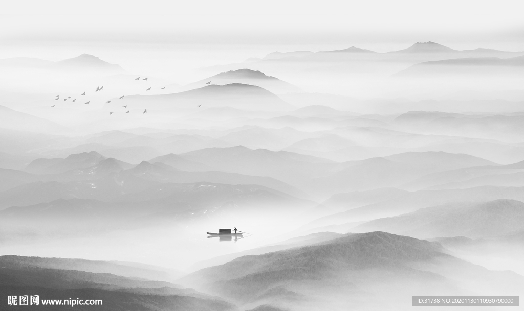 山水画水墨山水画意境山水画