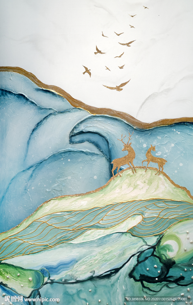 艺术抽象麋鹿山景玄关