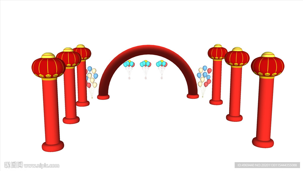 庆典充气拱门气柱su模型