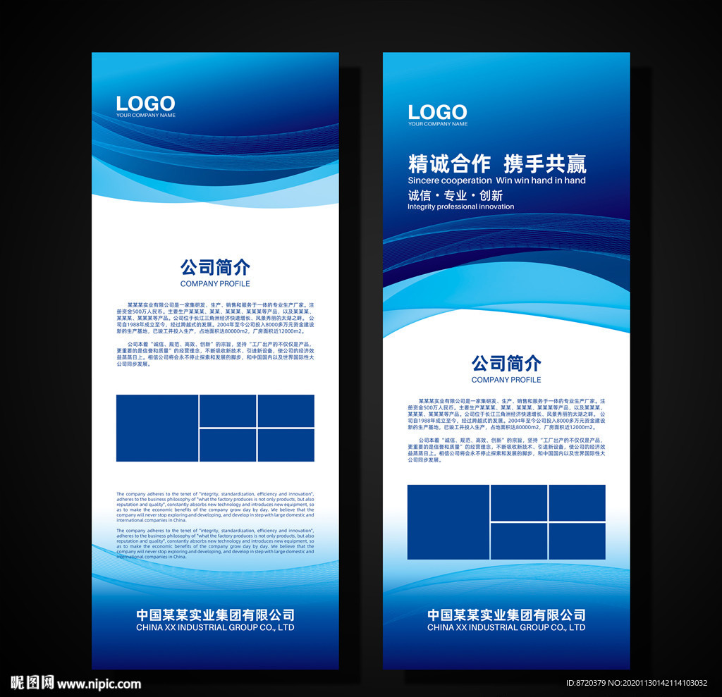 蓝色展架 企业展架 公司展架