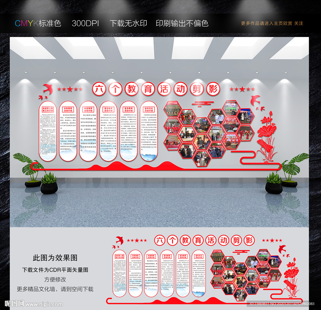 六个教育活动背景墙