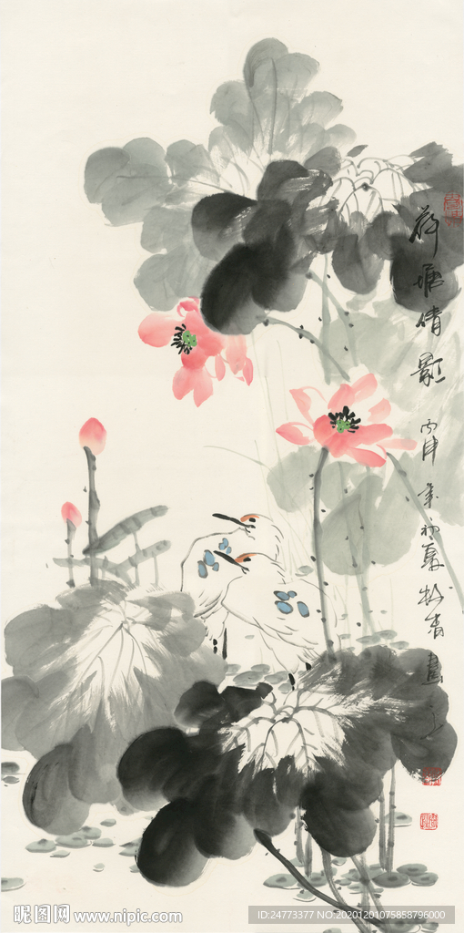 水墨荷花玄关