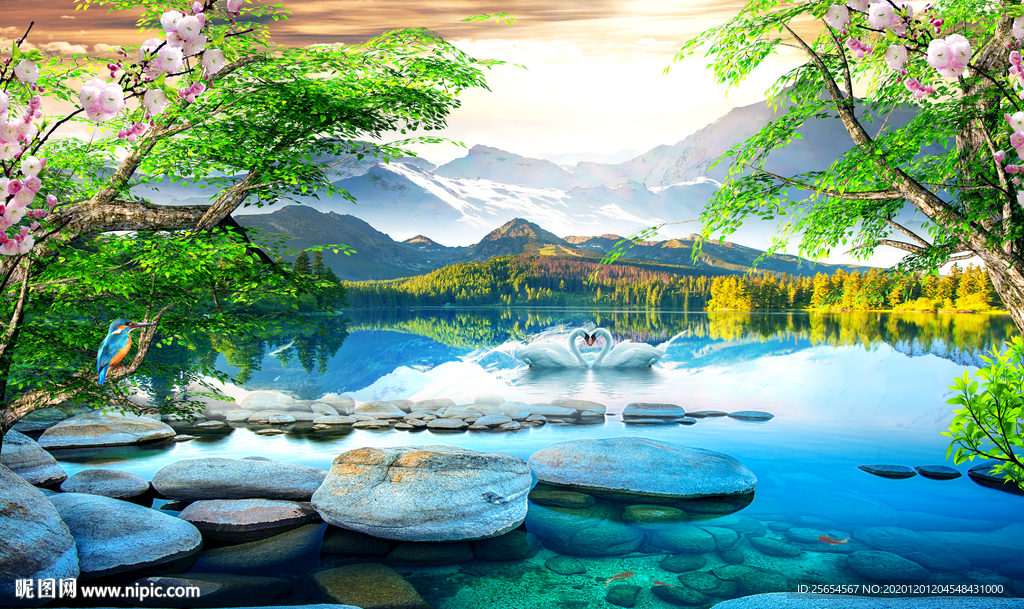 流水生财背景墙