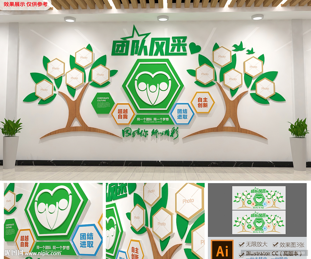 大树企业员工风采照片墙文化墙
