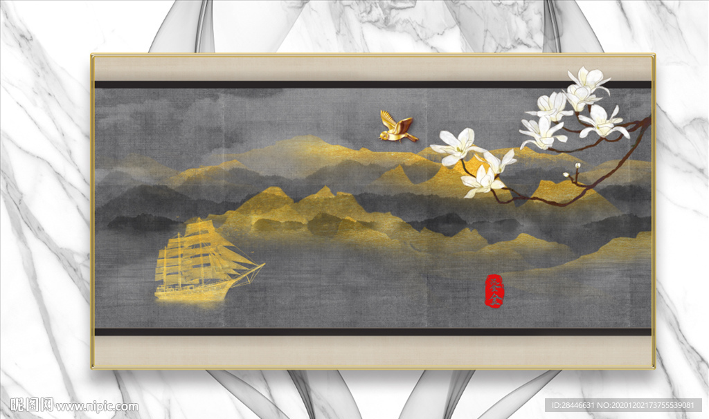 轻奢新中式组合背景墙