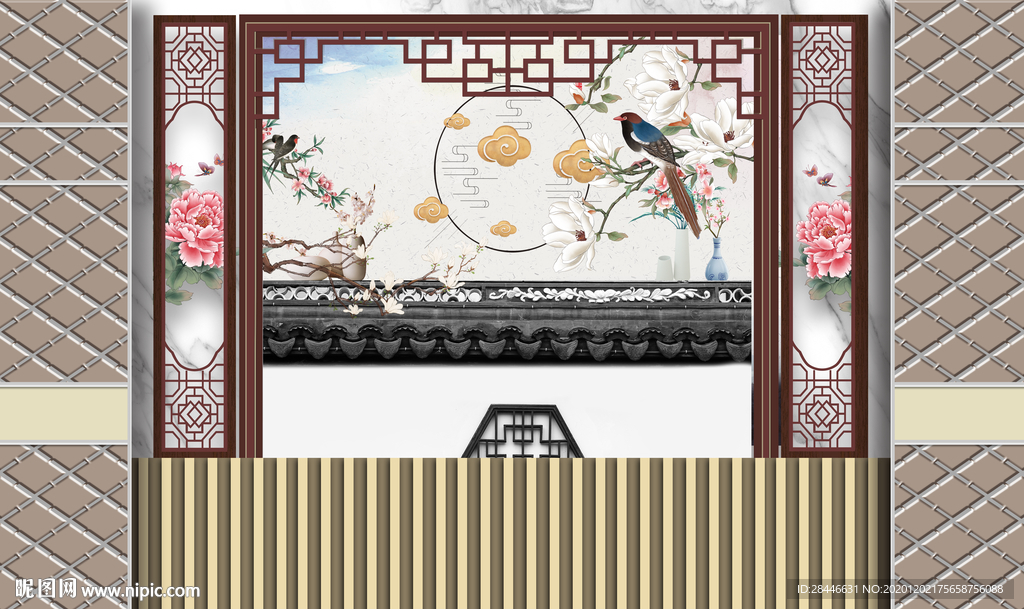 轻奢新中式组合背景墙