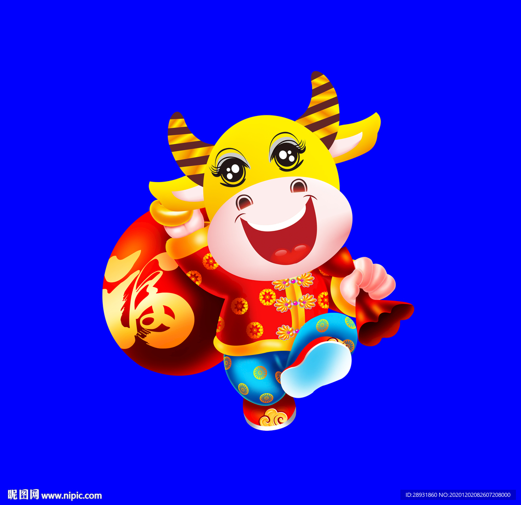卡通牛牛年门画牛年门贴