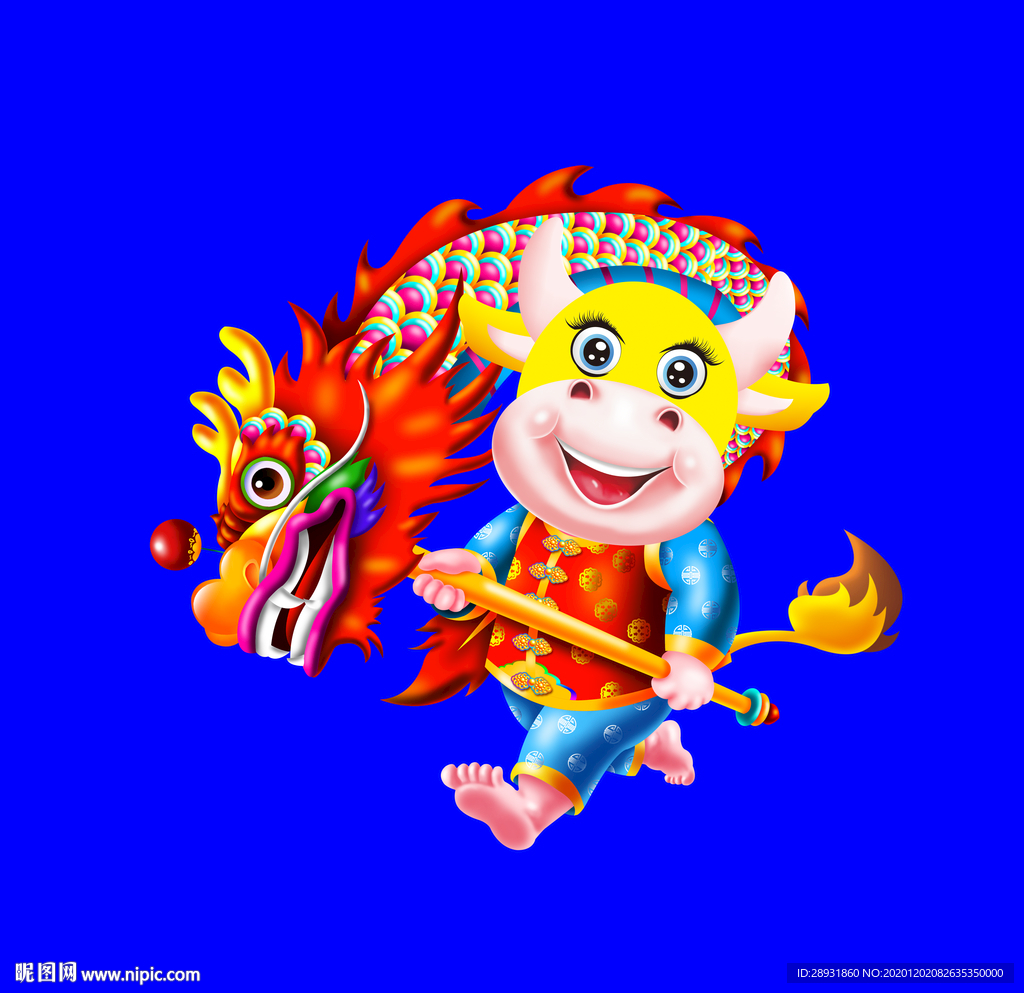 卡通牛牛年门画牛年门贴
