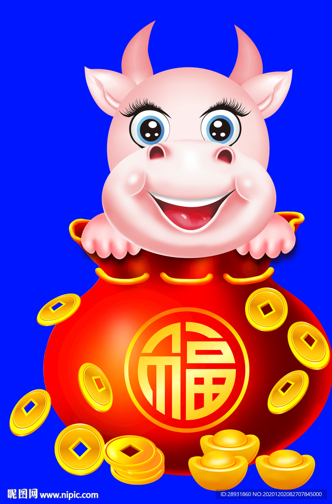 卡通牛牛年门画牛年门贴