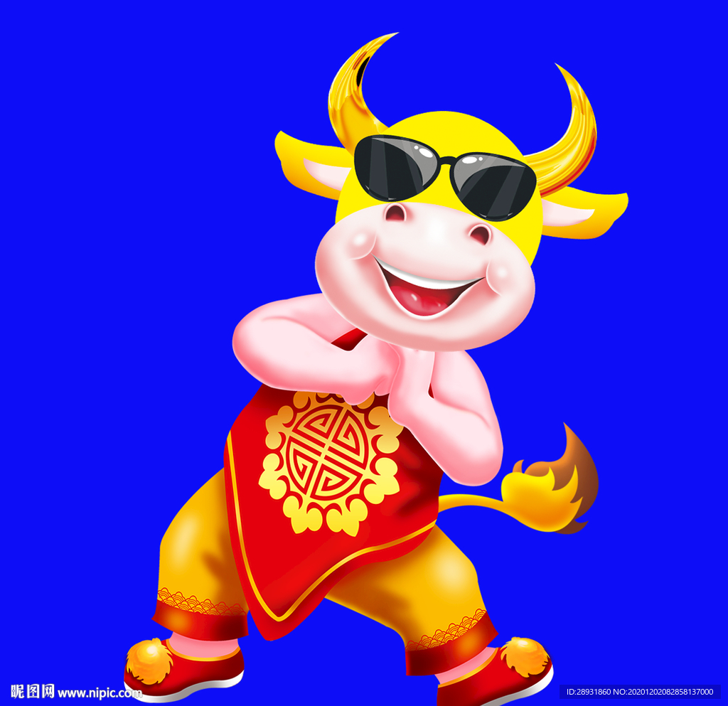 卡通牛牛年门画牛年门贴