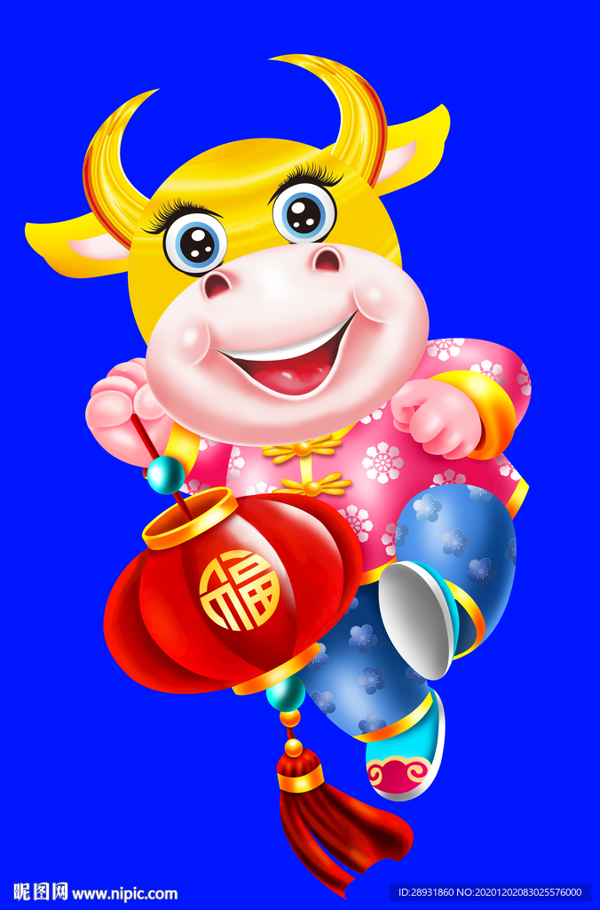 卡通牛牛年门画牛年门贴