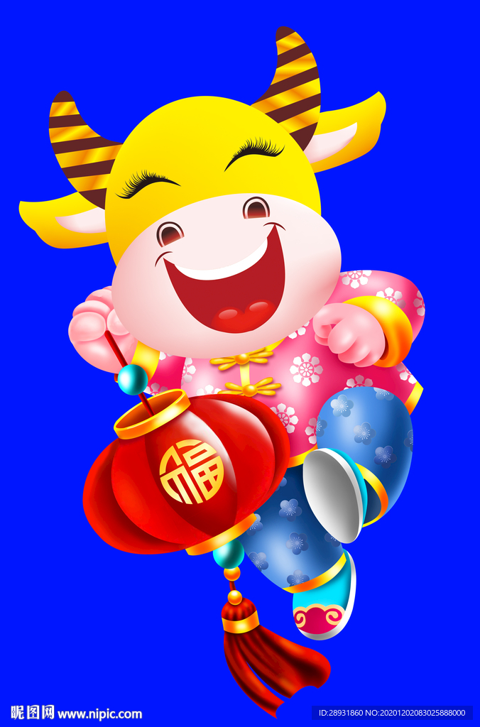 卡通牛牛年门画牛年门贴