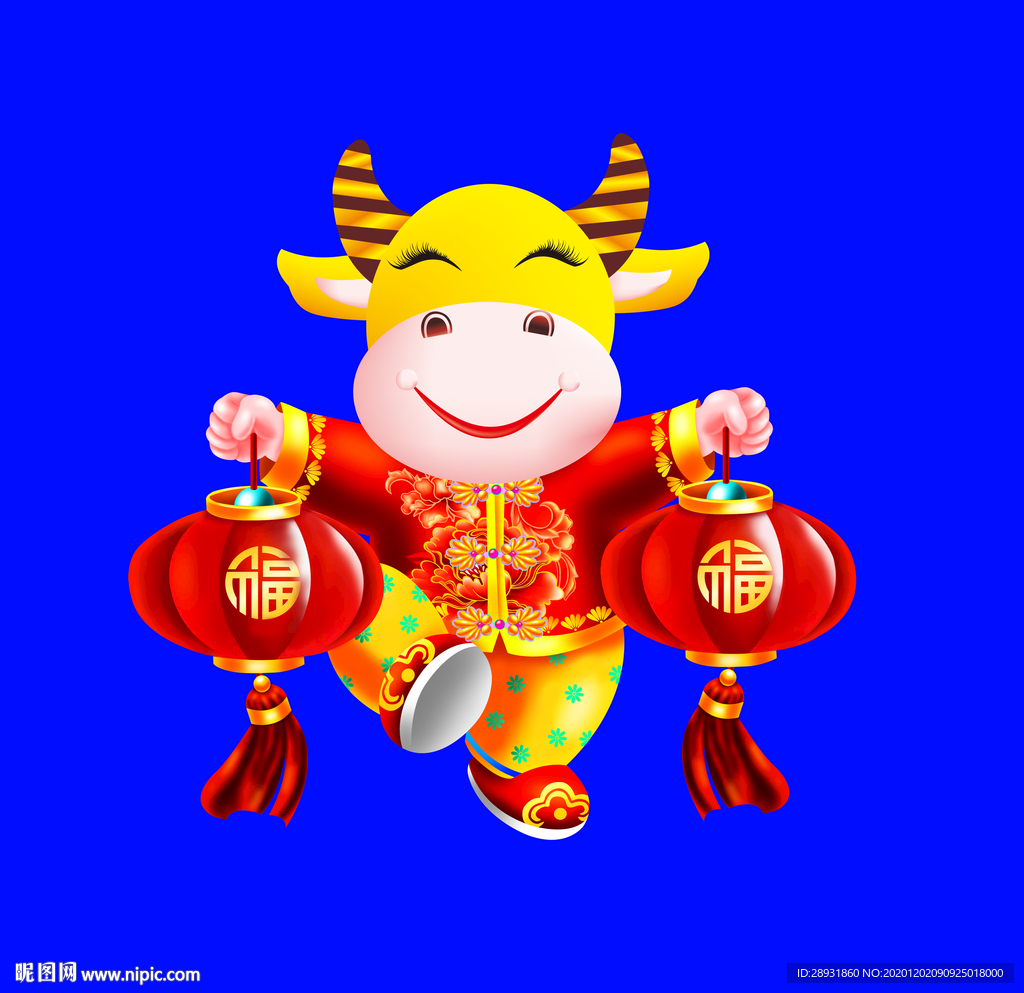 卡通牛牛年门画牛年门贴