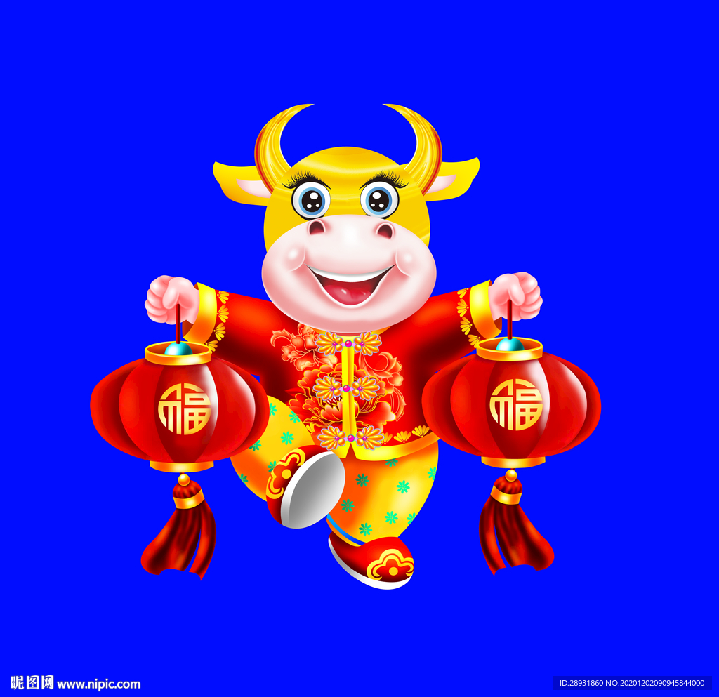 卡通牛牛年门画牛年门贴