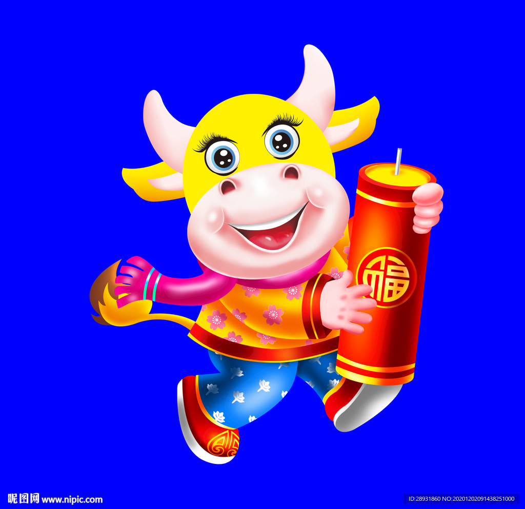 卡通牛牛年门画牛年门贴