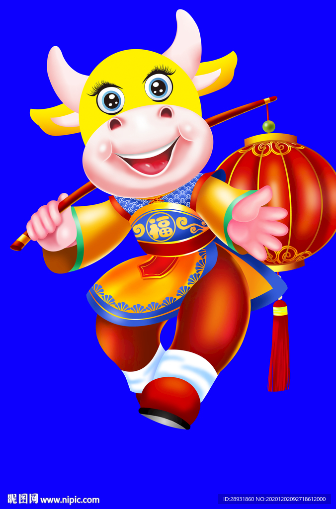 卡通牛牛年门画牛年门贴