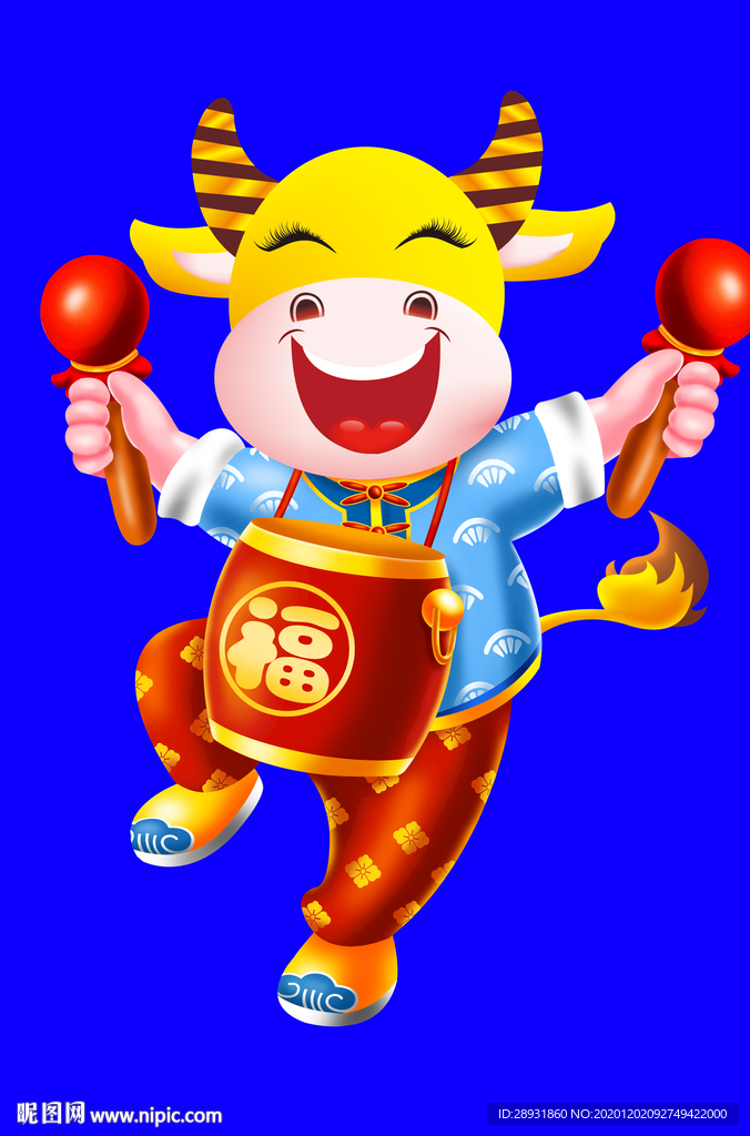 卡通牛牛年门画牛年门贴