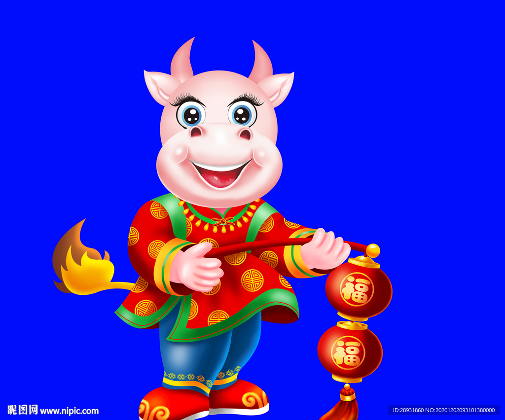 卡通牛牛年门画牛年门贴