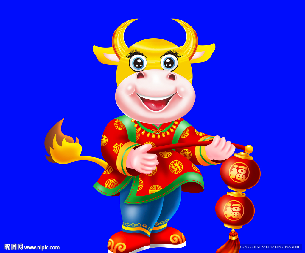 卡通牛牛年门画牛年门贴