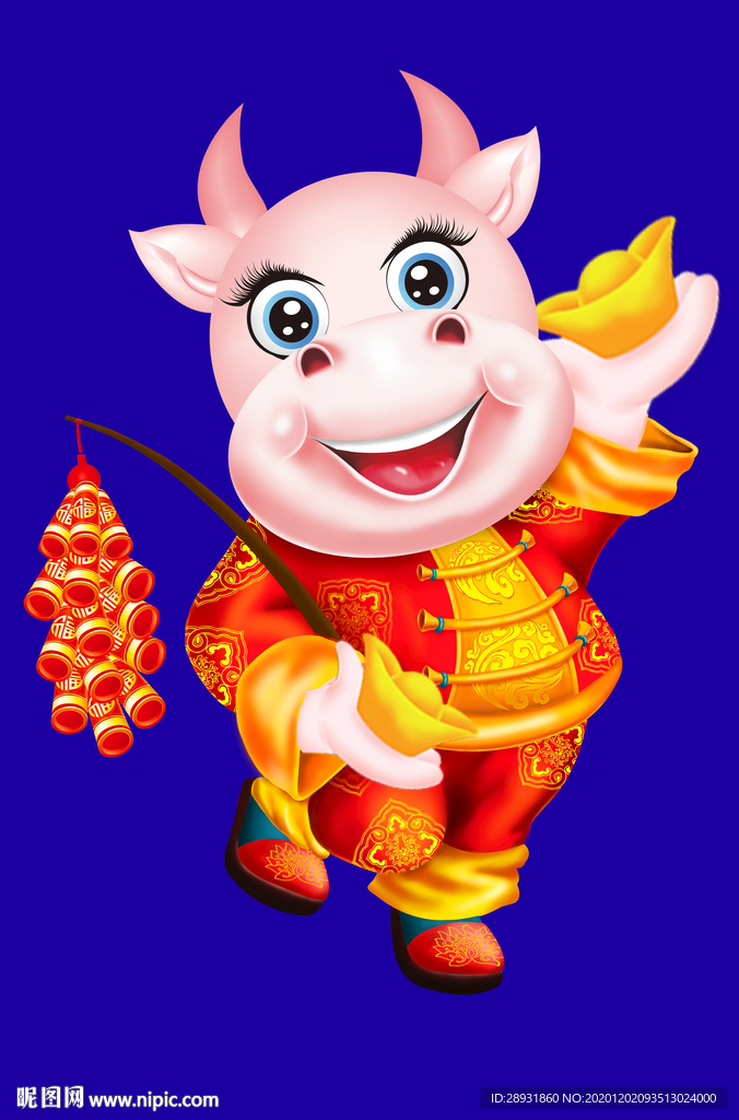 卡通牛牛年门画牛年门贴