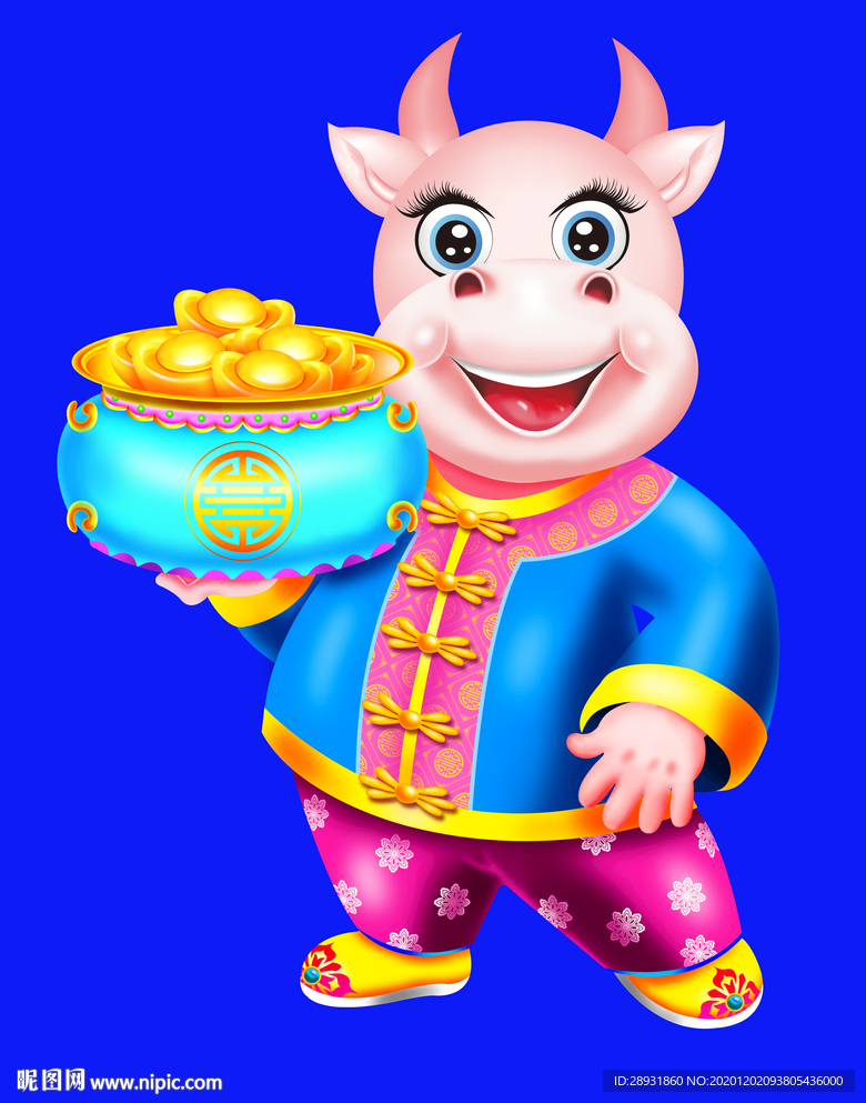 卡通牛牛年门画牛年门贴