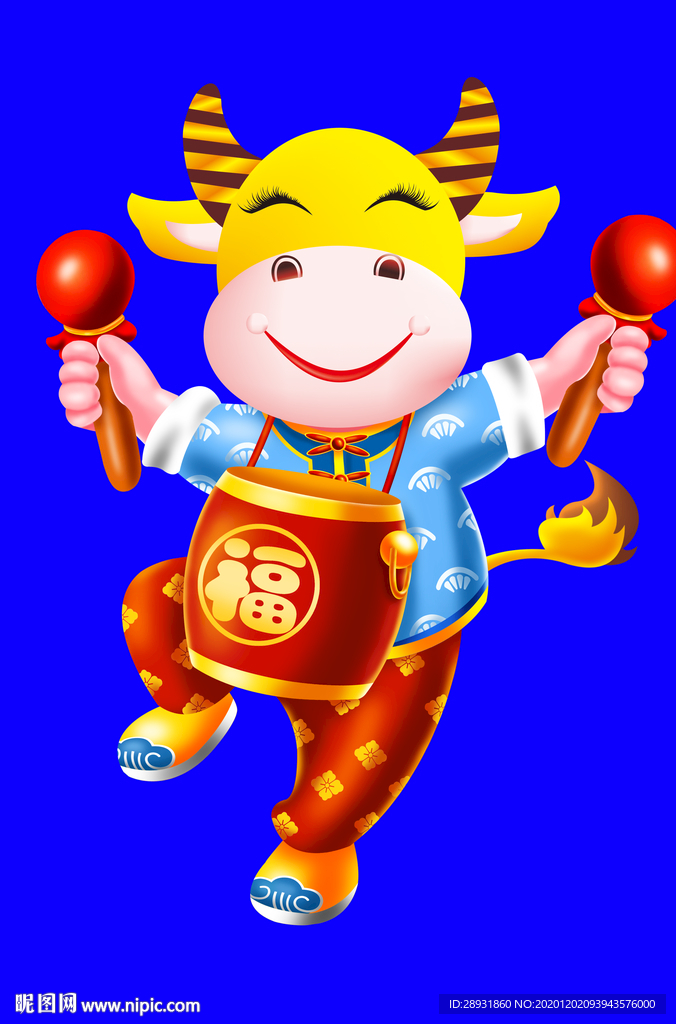 卡通牛牛年门画牛年门贴