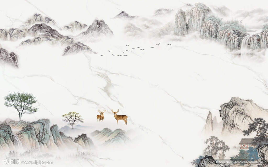 最新 轻奢风格山水 tif分层