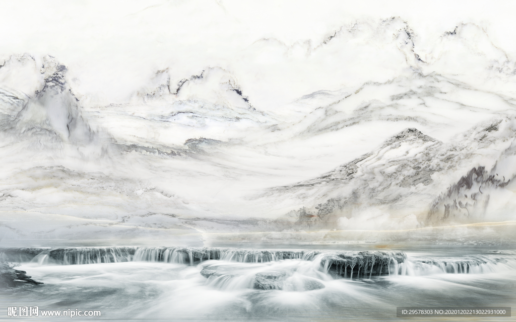 石纹客厅中式山水 TIF分层