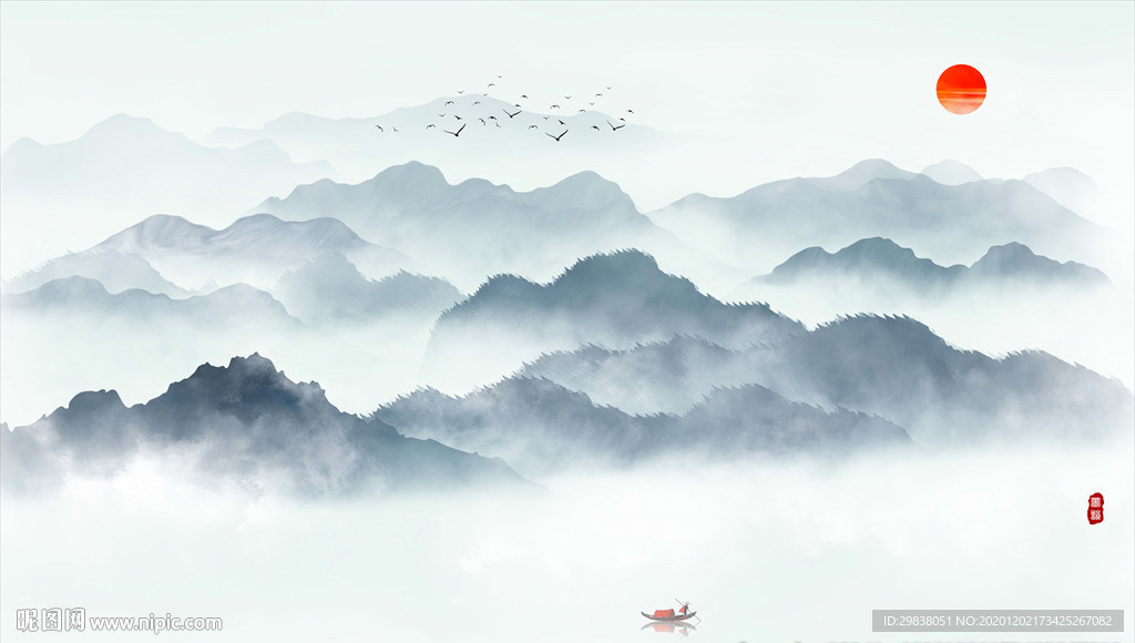 山水画 水墨山水画 意境山水画
