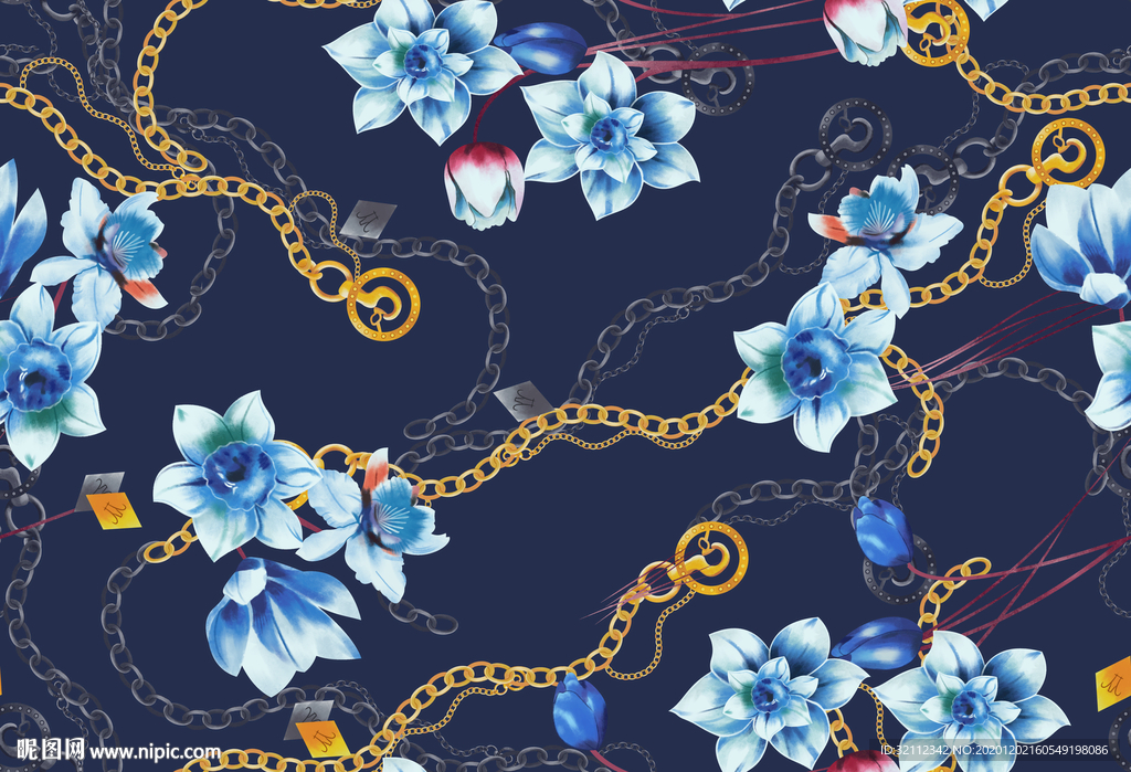 手绘花 链条