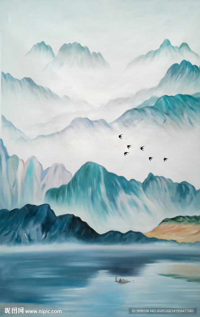 水墨仙境山水玄关装饰画