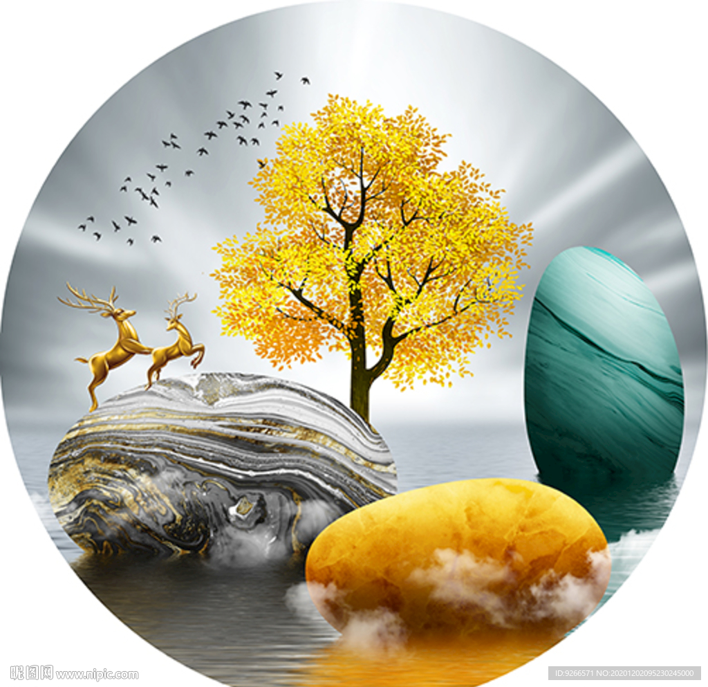 圆形晶瓷画装饰画